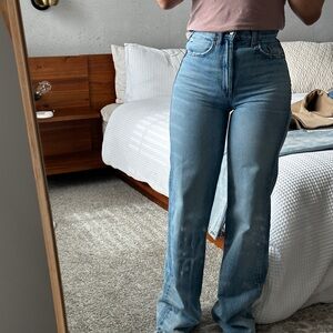 Zara RIPPED HIGH RISE TRF WIDE LEG JEANS | 2